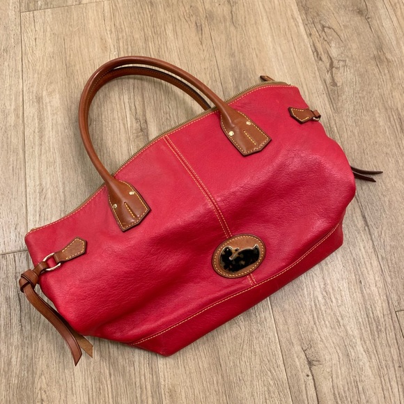 Dooney & Bourke Handbags - Dooney Bourke Tortoise Shell Duck Red Leather Bag